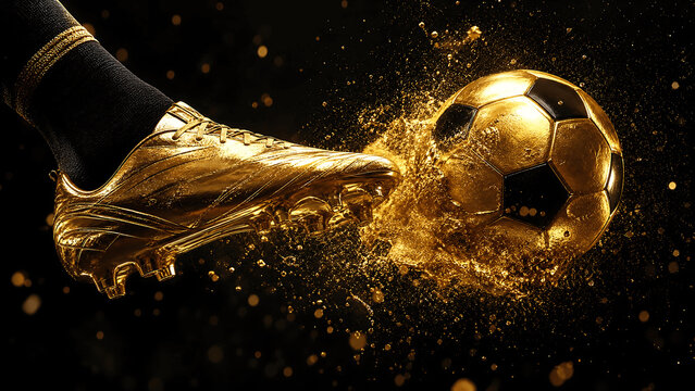 Golden Boot Kicking Soccer Ball Explosion