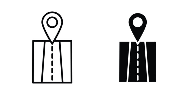 Navigation road trip icon pack in black vector type