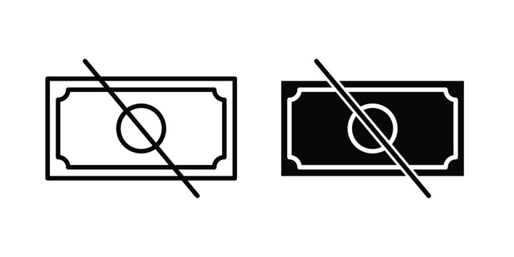 No money icon pack in black vector type