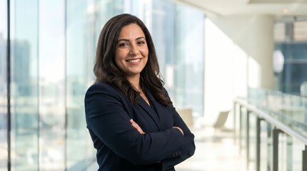 Fototapeta premium Professional Businesswoman Smiling in Modern Office