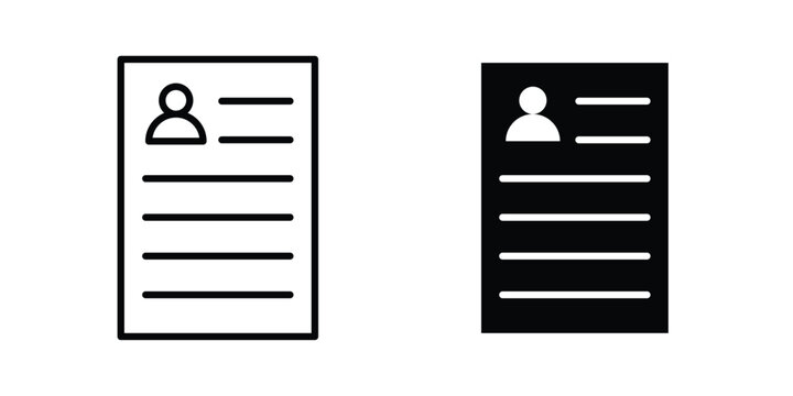 Personal documents icon pack in black vector type