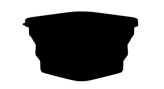 Silhouette of a square plastic food storage container with a closed lid isolated