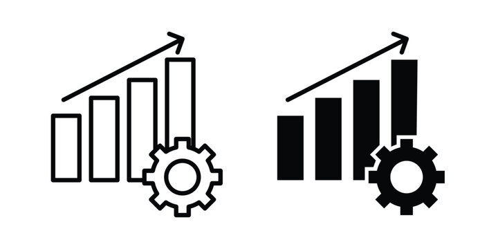 Productivity and efficiency icon pack in black vector type