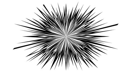 Abstract Black and White Starburst Explosion Design Element Radiating from Center on Isolated White Background © Tafrichan