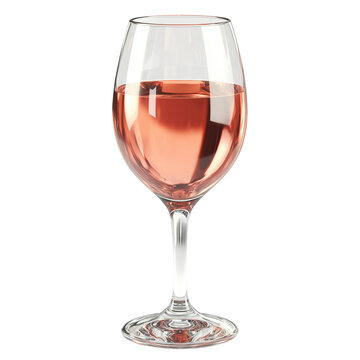 Glass of rose wine isolated on transparent background