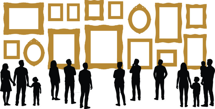 Silhouettes Of People Observing Gallery Wall Frames Black And Gold