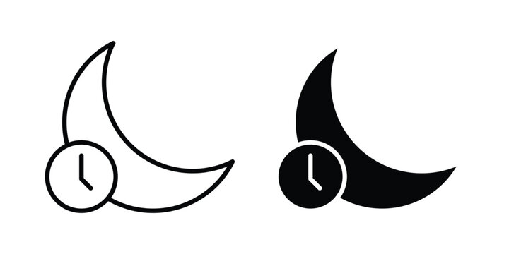 Sleeping time icon pack in black vector type