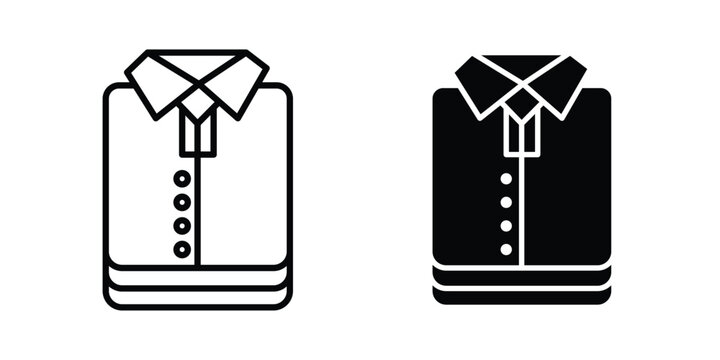 Stack of folded shirts icon pack in black vector type