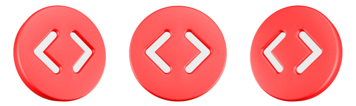 coding icon 3d render circle button