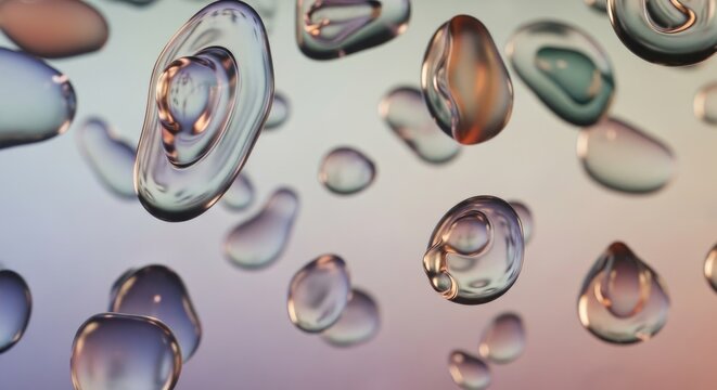 Abstract Macro Close-up of Water Droplets Reflecting Light.