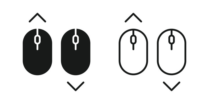 Scroll down, up icon set. Scroll down, up, computer mouse icon. Vector illustration