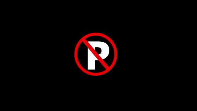 NO parking icon animation. Traffic safety animation of no parking icon.