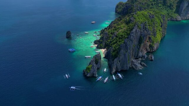 Shimizu island philippines showing tropical paradise. Lovely aerial view drone