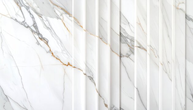 Elegant White Marble Texture with Vertical Pleated Pattern.