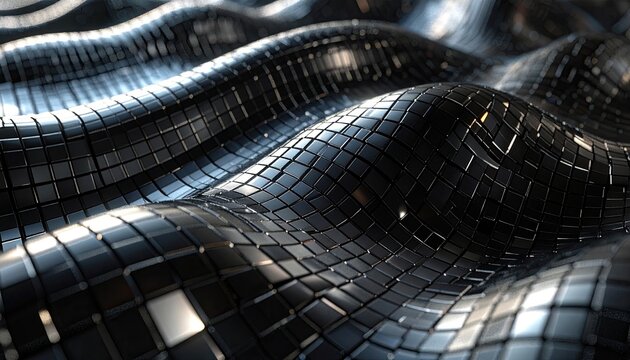 Abstract Metallic Surface Ripples with Geometric Patterns.