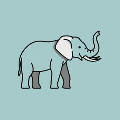 Obraz premium Gray Elephant Side Profile Illustration.