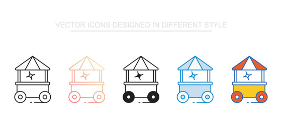 Fototapeta premium Food Cart Icon Set Isolated on White Background Illustration