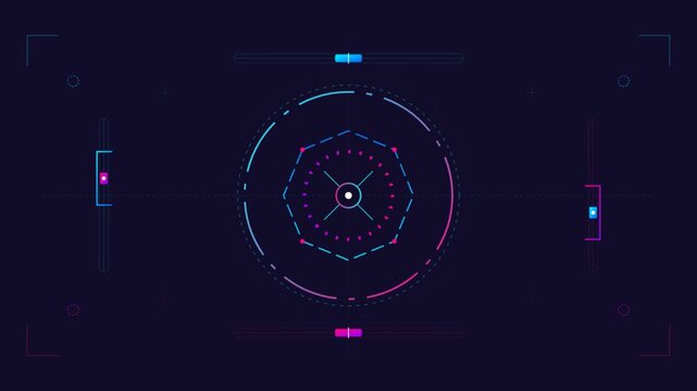 Digital HUD interface with futuristic targeting elements pulsing on dark background for sci-fi and data visualization themes.