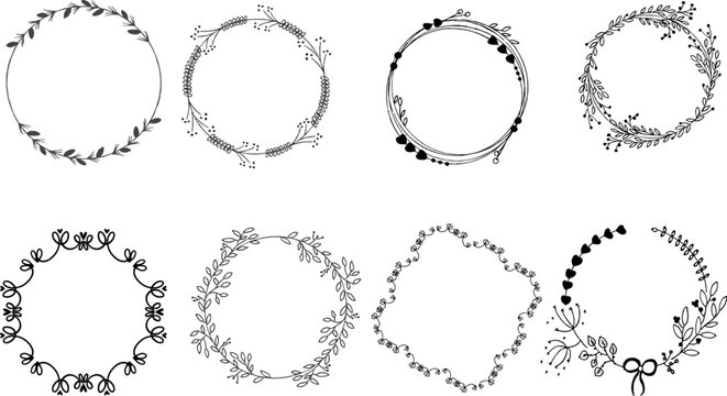 decorative Circular frame border vectors ornate vintage floral geometric borders collection