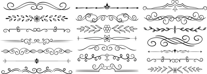 decorative divider border vectors with ornate floral geometric line separators collection © Raihan