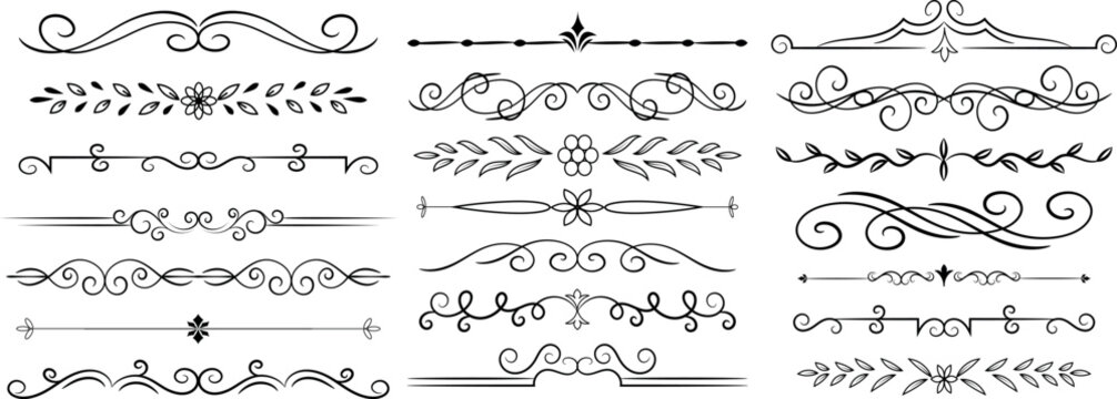 decorative divider border vectors with ornate floral geometric line separators collection