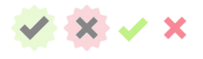 Checkmark and Cross Symbols with Halftone Effects © Muhammad