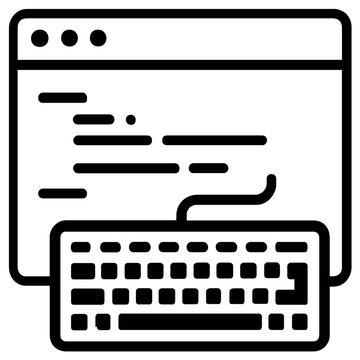Modern command line terminal vector icon illustration with a professional console prompt design for web developers, programmers, and software engineering projects on a flat digital background.