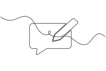 CChat bubble continuous line art vector with pencil icon for feedbackomputer continuous line art vector with growth graph for business success © Line Art King