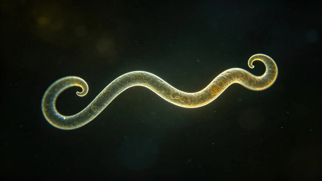 Original darkfield micrograph of Leptospira interrogans serovar canicola spirochete, characteristic hooked ends, natural darkground contrast, authentic leptospirosis canine specimen