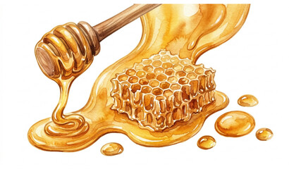 Watercolor honey illustration isolated on white background © MD ASHIK MIA