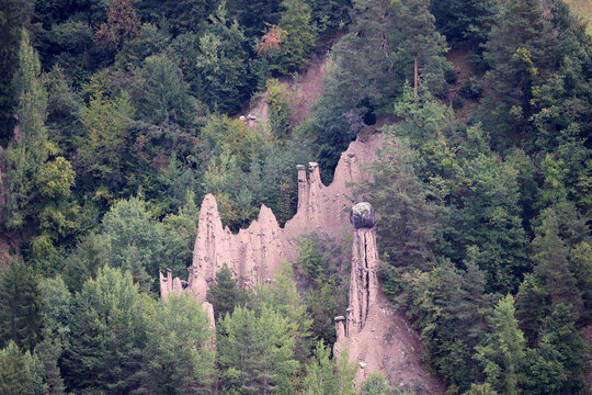 The earth pyramids of the Ritten are a natural monument on the Ritten, a plateau not far from Bolzano in northern Italy
