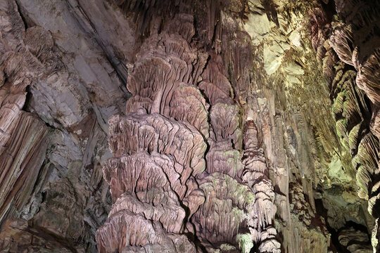 Fascinating limestone formation in a cave in the Upper Rock Nature Reserve in Gibralta