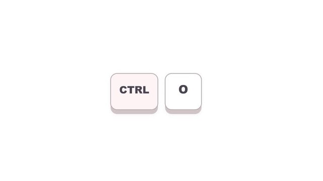 Keyboard shortcut for opening files Ctrl O command and its function explained visually