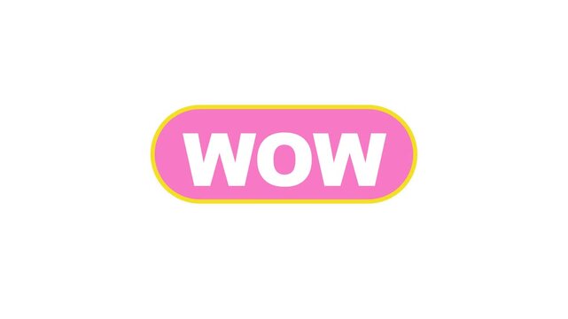 Vibrant Pink Rounded Button Featuring Bold White Wow Text for Interactive User Interface Design