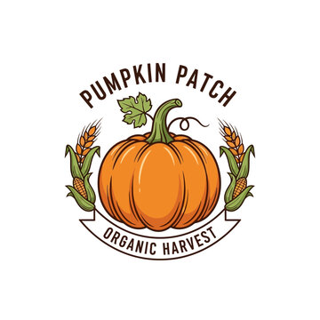 Vibrant pumpkin patch logo design with organic harvest concept