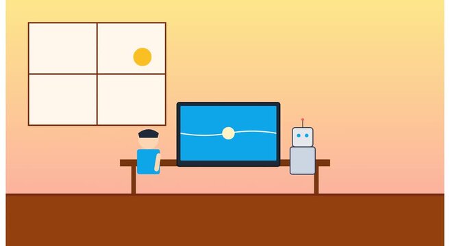 Human and robot collaboration flat animation artificial intelligence