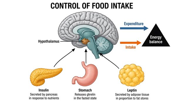 Biological control of food intake and energy balance diagram