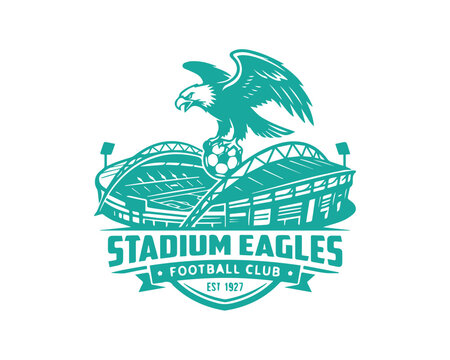 Teal eagle logo on white background for stadium eagles football club