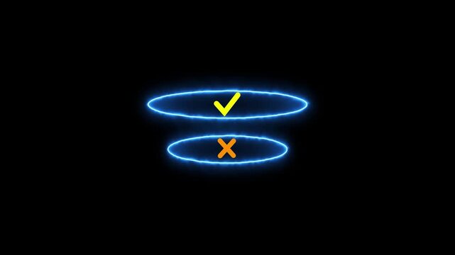 Choice buttons, isolated cancel accept ok checkmark, test, Motion graphics of approve or reject concept. cancel, accept, ok, checkmark.