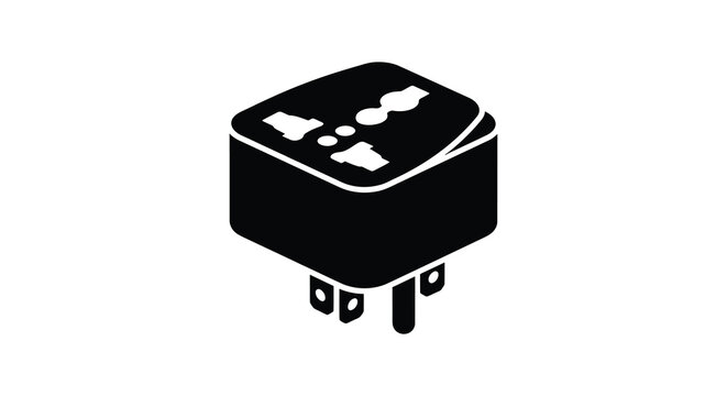 Isometric cube with recessed shapes black silhouette