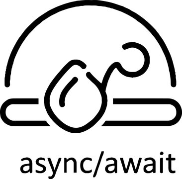 Async await programming concept icon in black line art