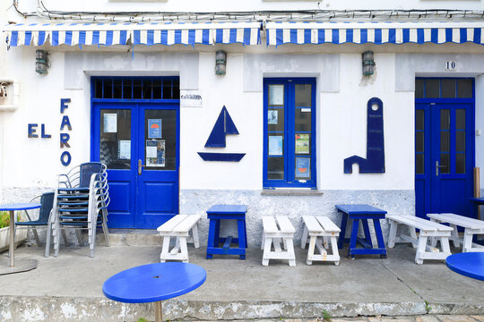 Typical Asturian wine taverns in Tapia de Casariego town, a small fishing village in Asturias