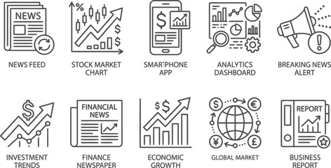 Fototapeta premium Financial icons for news, market, and business