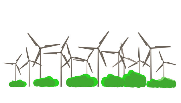 wind turbine on green field