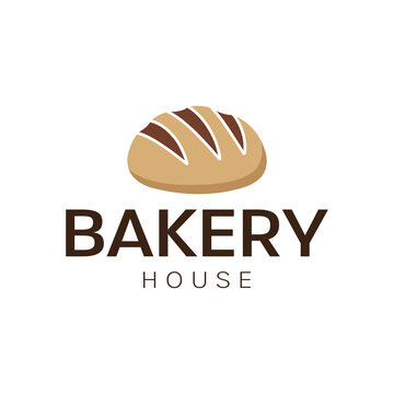 Bakery house logo design template with bread vector illustration
