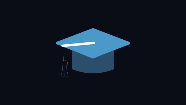 Stylized graduation cap icon against a stark black background