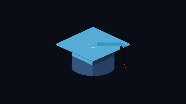 Graduation cap illustration with tassel on black background