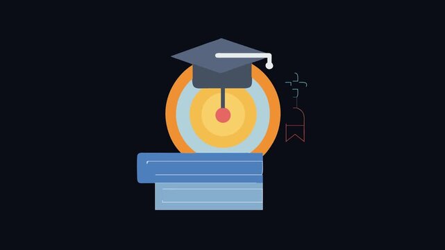 Educational achievement icon with mortarboard and graduation goals