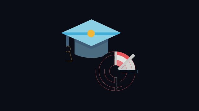 Education goals illustration with graduation cap and target design