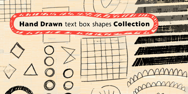 Hand Drawn Text Box Shapes Collection Vector Illustration